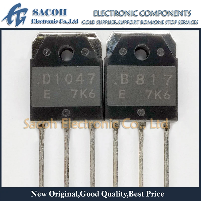 5 пар (10 шт.)/Лот 2SB817 B817 817 + 2SD1047 D1047 1047 TO-3P 12A 140V NPN PNP кремниевые Силовые транзисторы |