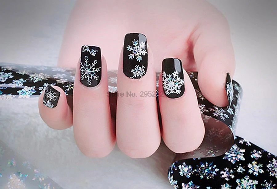 Наклейки для ногтей 500 шт. цветные Слайдеры дизайна снежинок полировка фольгой