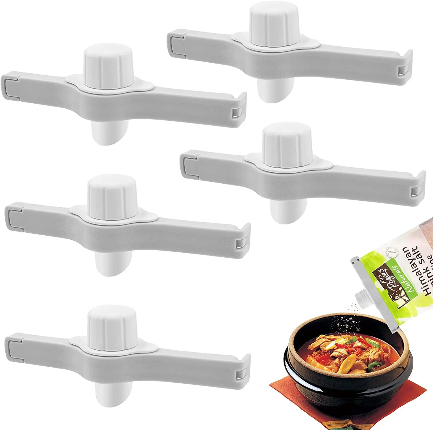

Food Bag Clips Sealing Clips with Pour Spout Sealer Clamp for Powder Seasoning Snack Cereals Coffee Kitchen Storage Organization