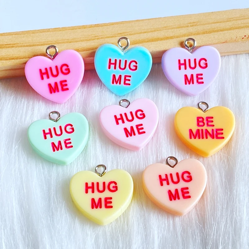 

10pcs/Pack New Mini Heart Letter Resin Charms For Earring Key Chain Necklace Pendant Jewelry Findings Making W50