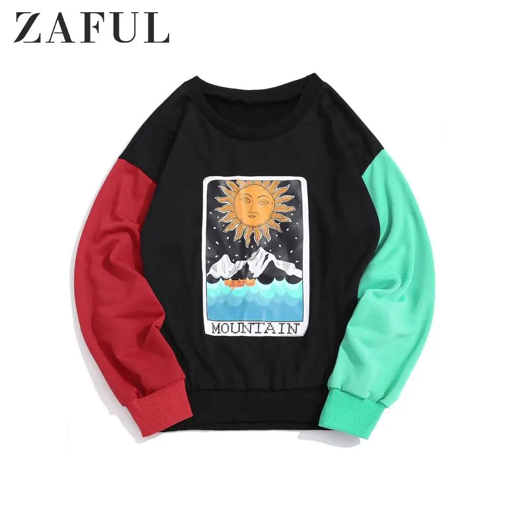 ZAFUL толстовки Толстовка для мужчин/женщин мультфильм солнце горы Графический