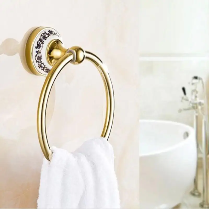 

Stainless Steel Towel Holder Creative Wall-Mounted Round Antique Brass Color Towel Ring Towel Holder Classic Bathroom Accessory