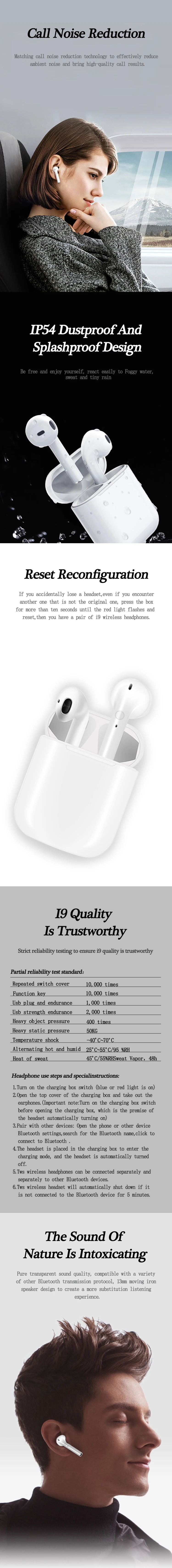 Высокое качество Мини i9s TWS Bluetooth гарнитуры наушники беспроводные наушники для оригинального телефона iphone Android