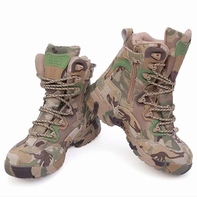 Army Tactical Military Sneakers Desert Cowhide Breathable Boots Delta Commandos Camouflage Black Outdoor Hiking Shoes