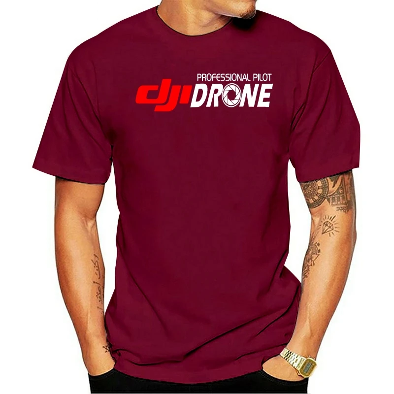 

New Men Men Men Short Sleeve New Dji Professional Pilot Drone Printing 2021 Fashion 100% Cotton O-neck T-shirt