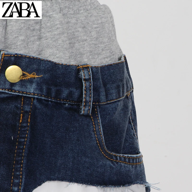 

ZABA Casual Hit Color Pant For Women High Waist Patchwork Pockets Full Length Loose Pants Female Spring Fashion 2021 New