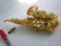 new brass saxophone golden carve pattern bb soprano saxophone sax with case gloves cleaning cloth belt brush