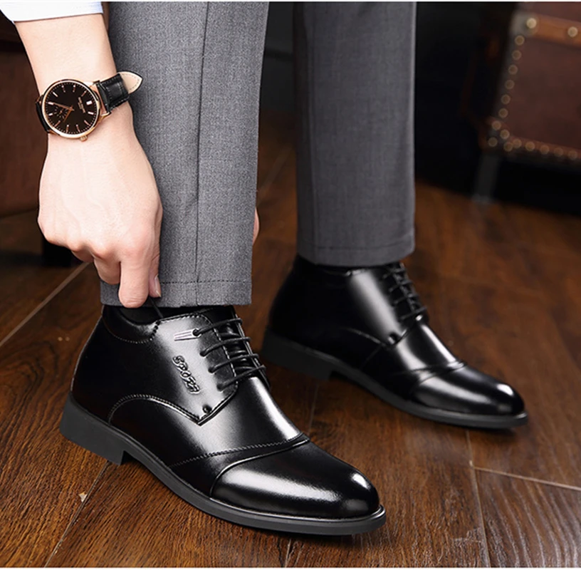 39-46 зимние ботинки из кожи 2019 Удобная теплая обувь мужские модельные туфли # NX1522 |