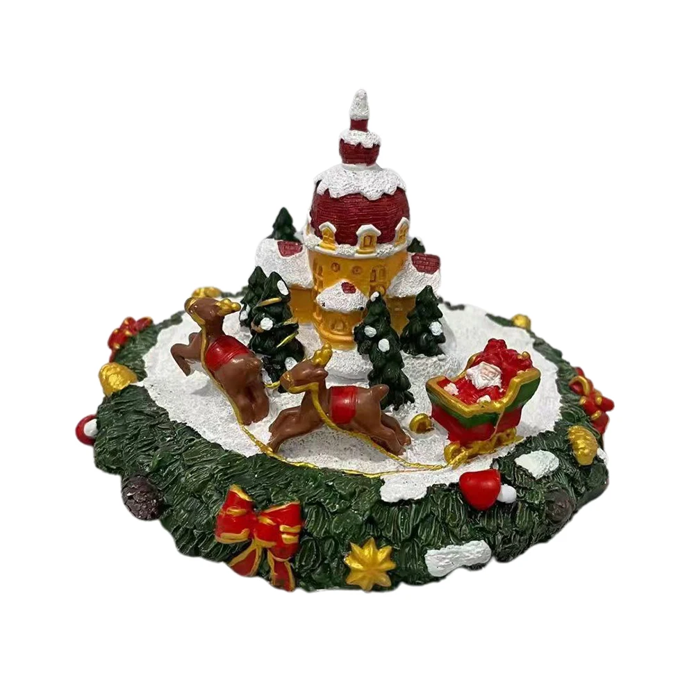Рождественский замок олень Санта-Клаус украшение из смолы без свечей для спальни