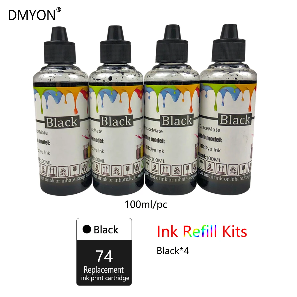 DMYON принтер чернила заправка бутылка замена для Hp 74 75 Deskjet D4260 D4263 4360 D4368 Officejet J5730 J5750