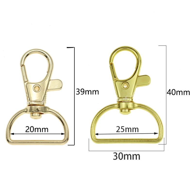 Застежка-карабин металлическая 20/25 мм 20 шт. крючки для ключей | Дом и сад