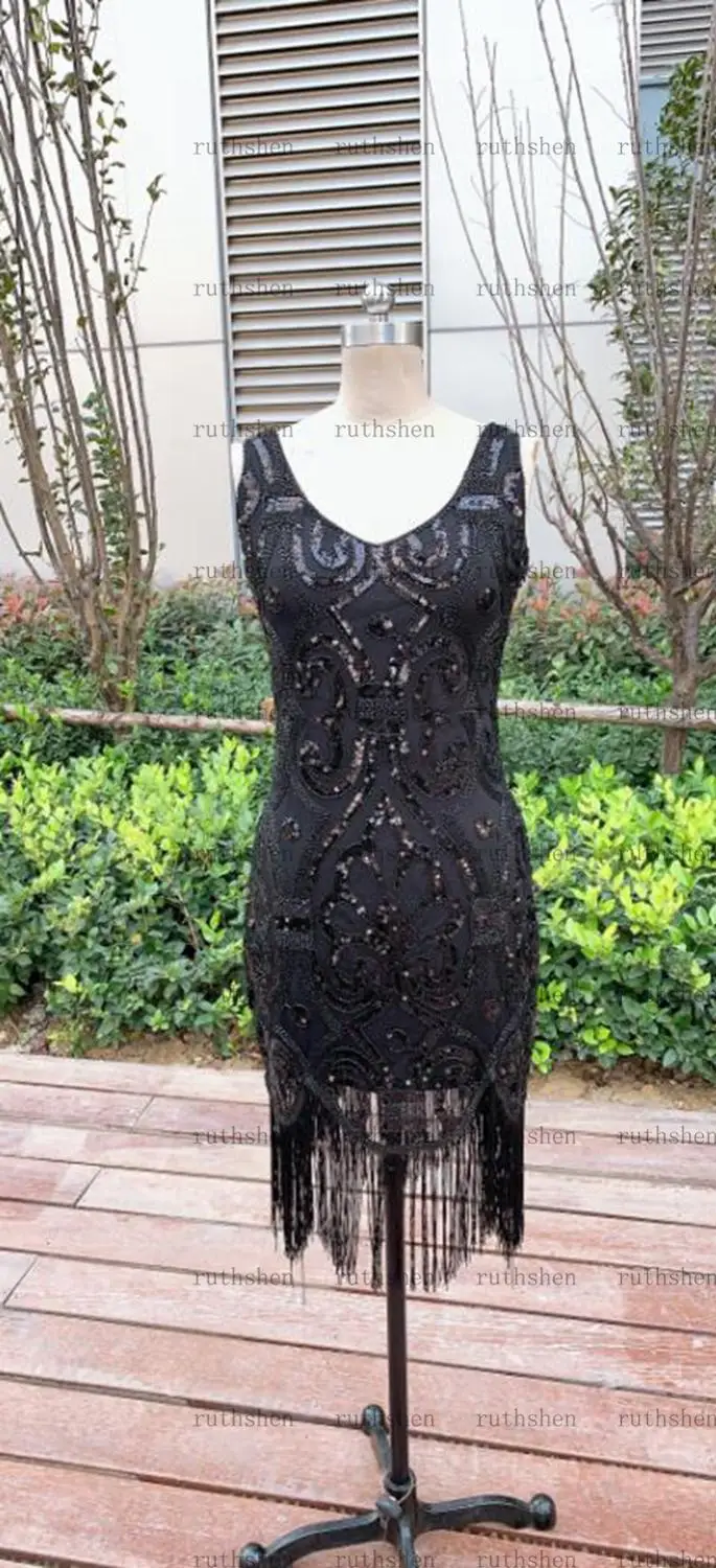 Маленькое черное платье для латинских танцев расшитое бисером шикарные Короткие