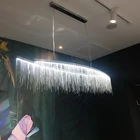 Nordic Серебряная Люстра Ресторан класса люкс светло-голубая кисточка отель инженерных цепи гостиная светильник современного дизайна