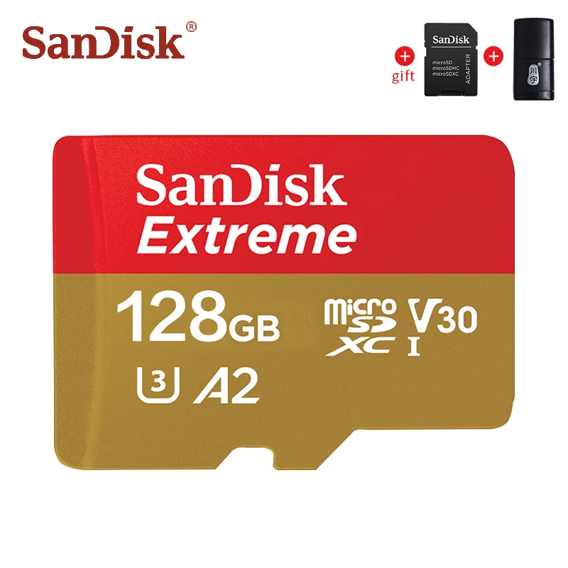 Оригинальная карта памяти SanDisk 256 ГБ 128 экстремальная Micro SD A2 A1 V30 U3 флеш карты 64 32 TF