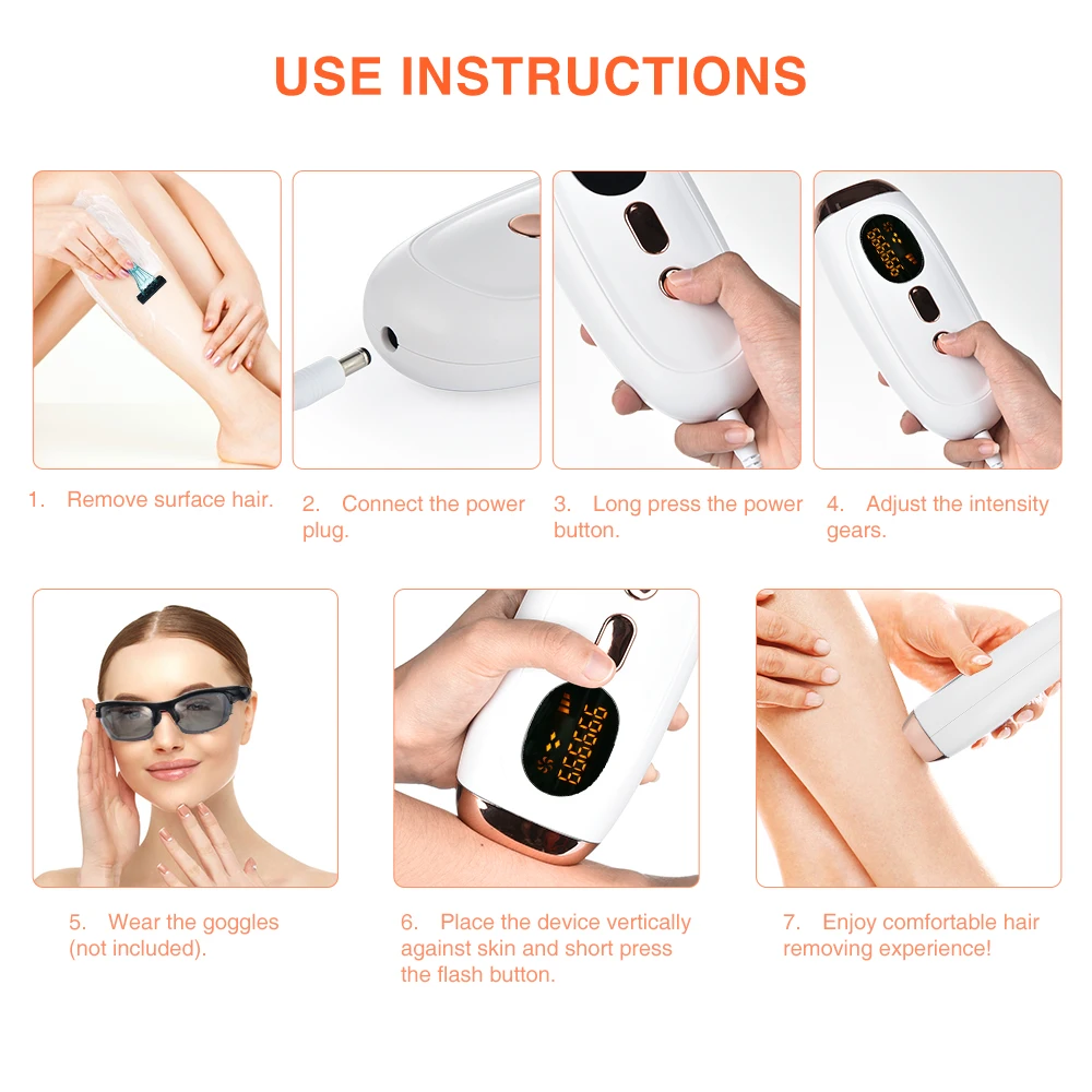 

999999 Flash IPL Laser Hair Removal Instrument Painless Electric Epilator Pulsed Light Device 5 Adjustable Remover Machine