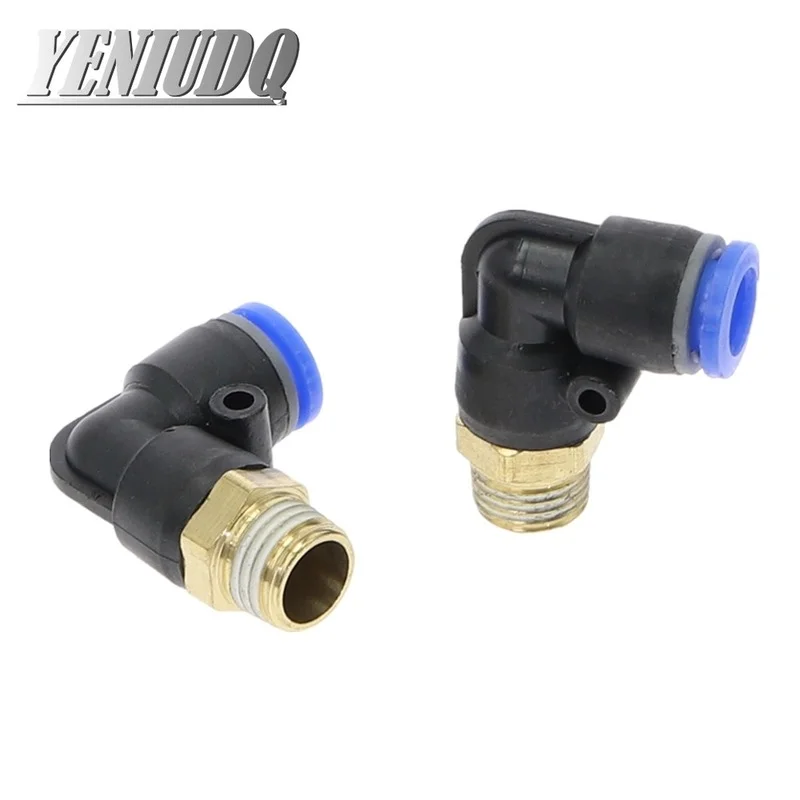 

PL" Hose OD 4 6 8 10 12mm - 1/8'' 1/4'' 3/8'' 1/2'' BSP Male Thread Pneumatic Tube Elbow Connector Tube Air Push In Fitting