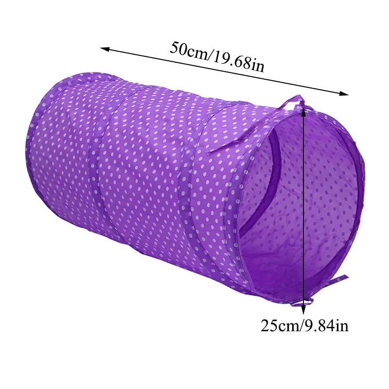 

1PC Pet Cat Tent Foldable Useful Polyester Pet Tunnel Solid Color Wave Point Cat Toy Channel Convenient Kitten Bulk Toys