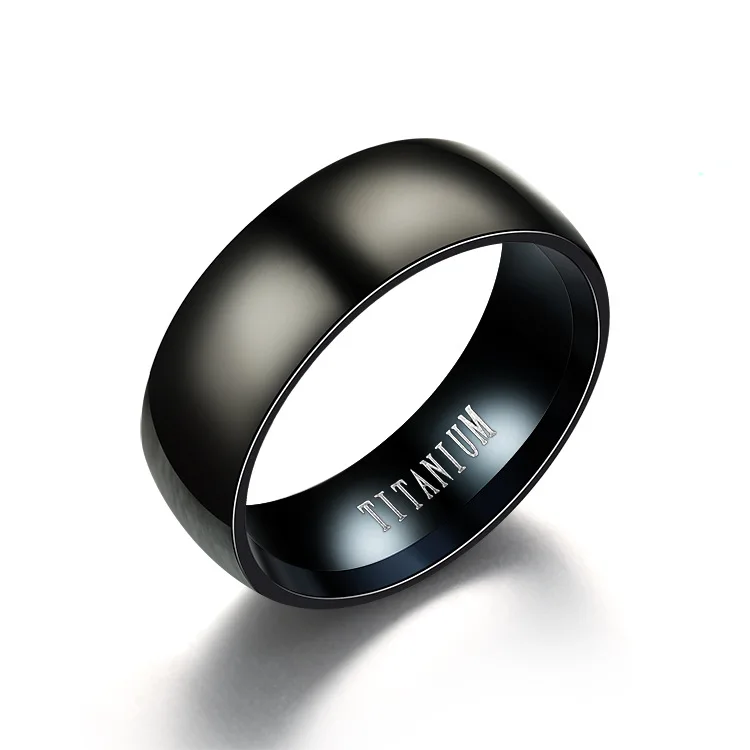 

BAECYT New Black Men Ring 100% Titanium Carbide Men's Jewelry Wedding Bands Classic Boyfriend Gift 8mm Black Ring Women Men