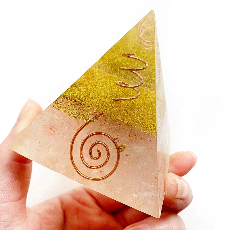 1 шт. пирамида из розового кварца с кристаллами|Статуи и скульптуры| |