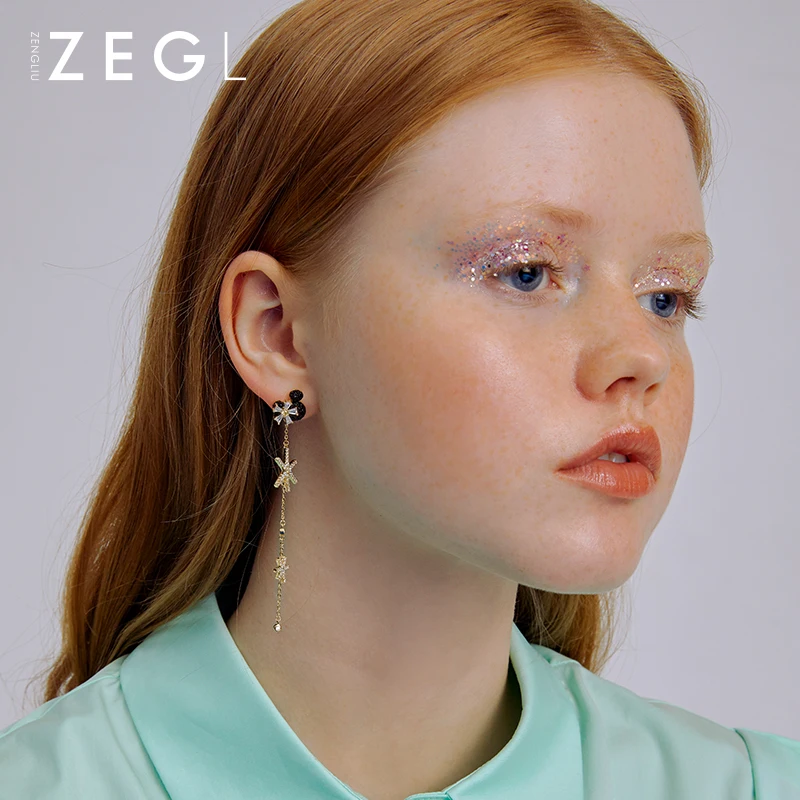 ZEGL дизайнерский год крысы асимметричные серьги Женская мода темперамент