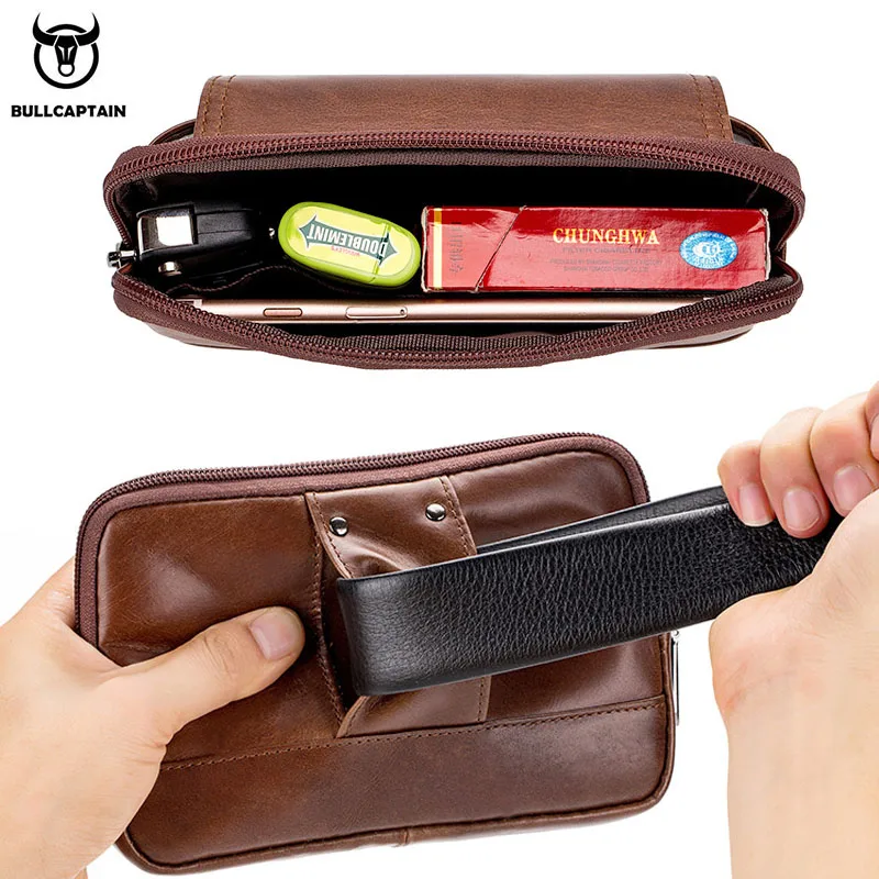 Поясная Сумка BULLCAPTAIN Мужская мобильный телефон многофункциональная из первого