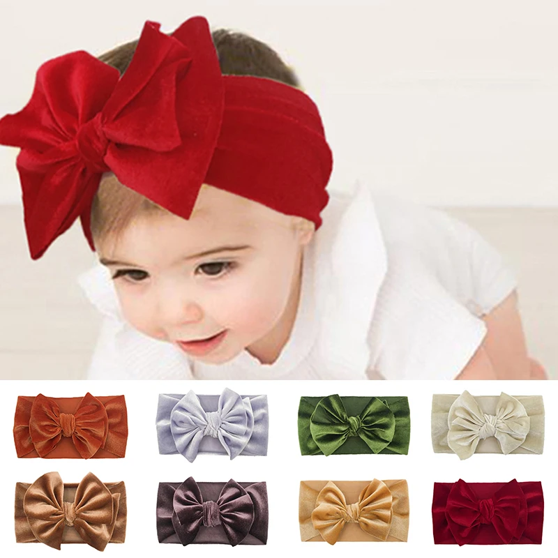 

Baby Girl Velvet Bow Headband Baby Bow Headwrap Comfortable Gold Velvet Headband Soft Double Bow Hair Accessories ONE SIZE