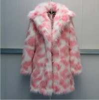 genuo high quality faux fur coat women 2019 winter thick luxury faux fox warm outwear pink green 6xl faux fur jacket long coats