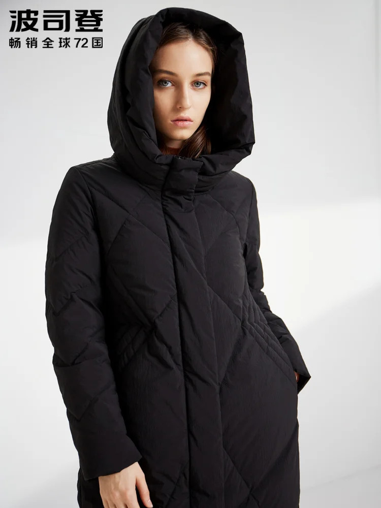 

BOSIDENG женский длинный пуховик с капюшоном повседневное зимнее теплое пальто ветрозащитная верхняя одежда для женщин B90141526DS