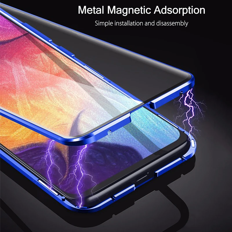 360° Full Protection Magnetic Case For Samsung Galaxy A50 A30 Double Sided Tempered Glass Cover A30S |