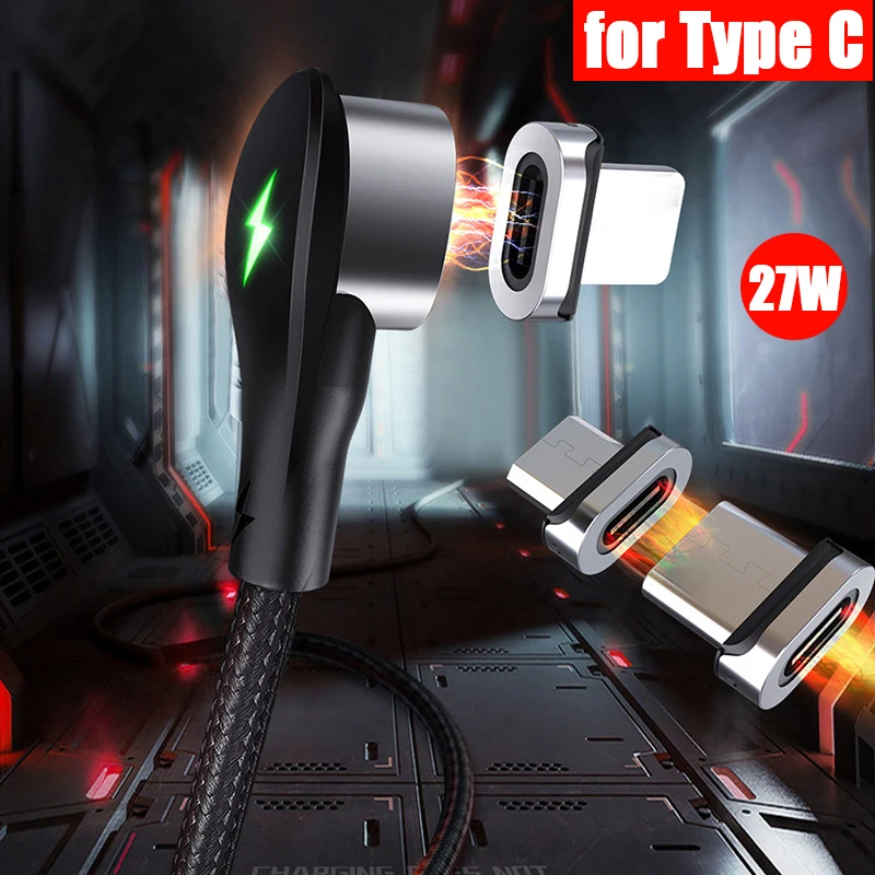Магнитный кабель 27 Вт USB C магнитный Type шнур для быстрой зарядки зарядный провод