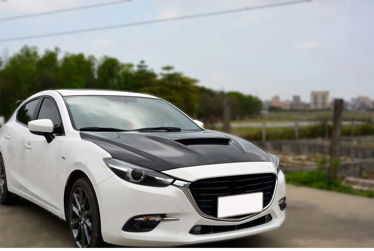 Для Mazda 3 Axela BM 14-17 MPS стиль капот из углеродного волокна Глянцевая отделка крышка капота с совок тюнинг вентиляционное отверстие Дрифт воздуховод отделка