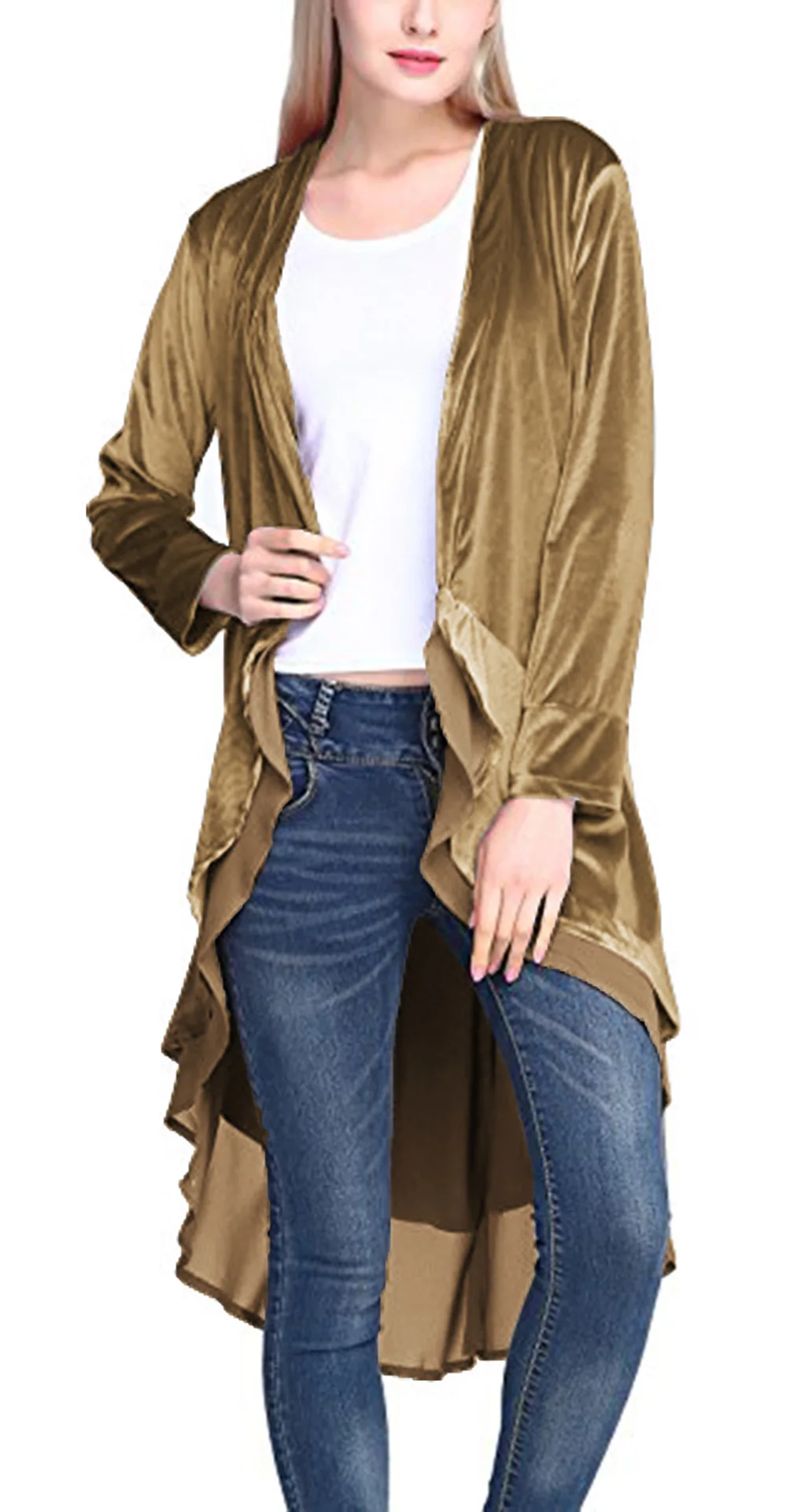 Европейский Американский Лидер продаж элегантный бархатный тренчкот длинный с