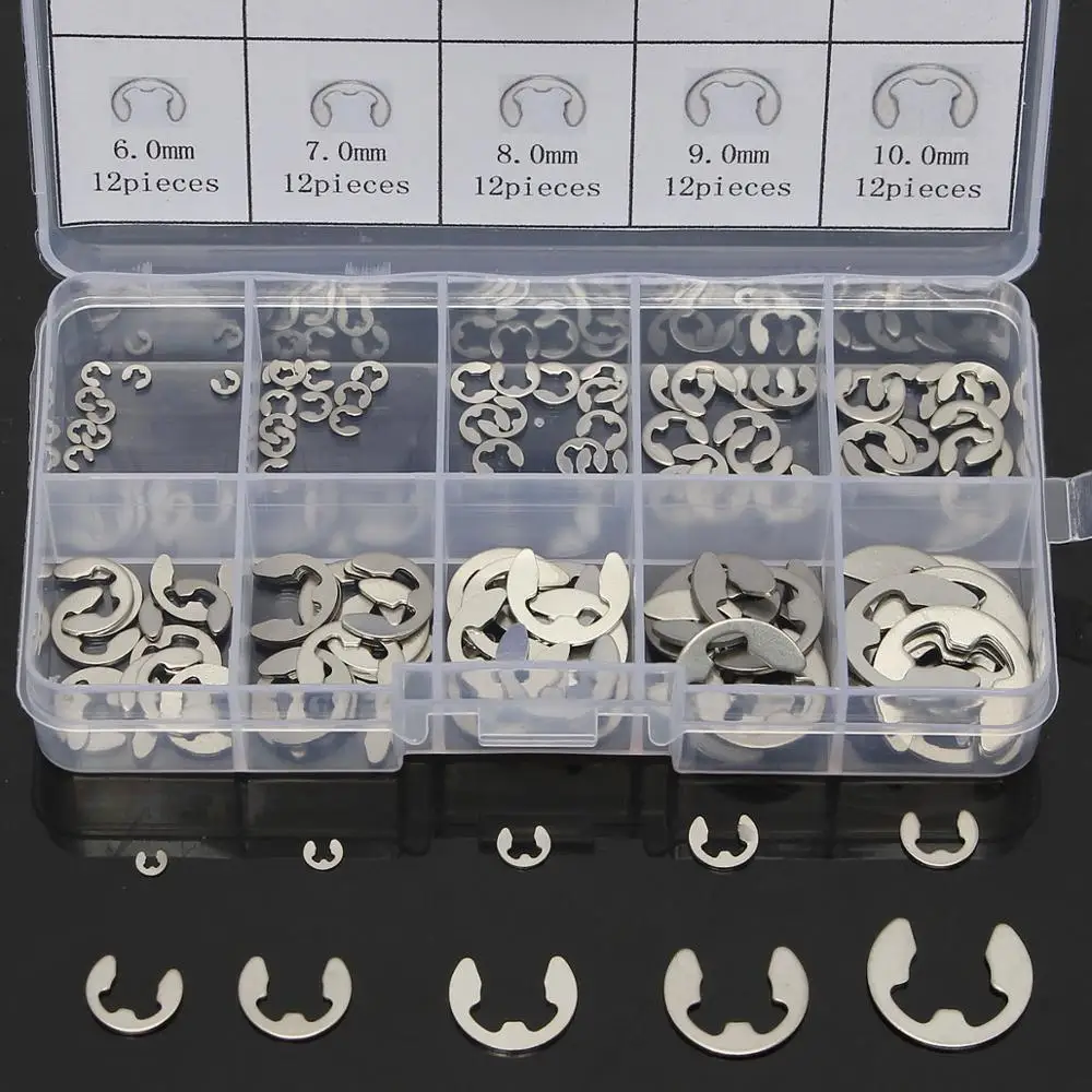 

120 Pcs Stainless Steel E-Clip Assortment Kit