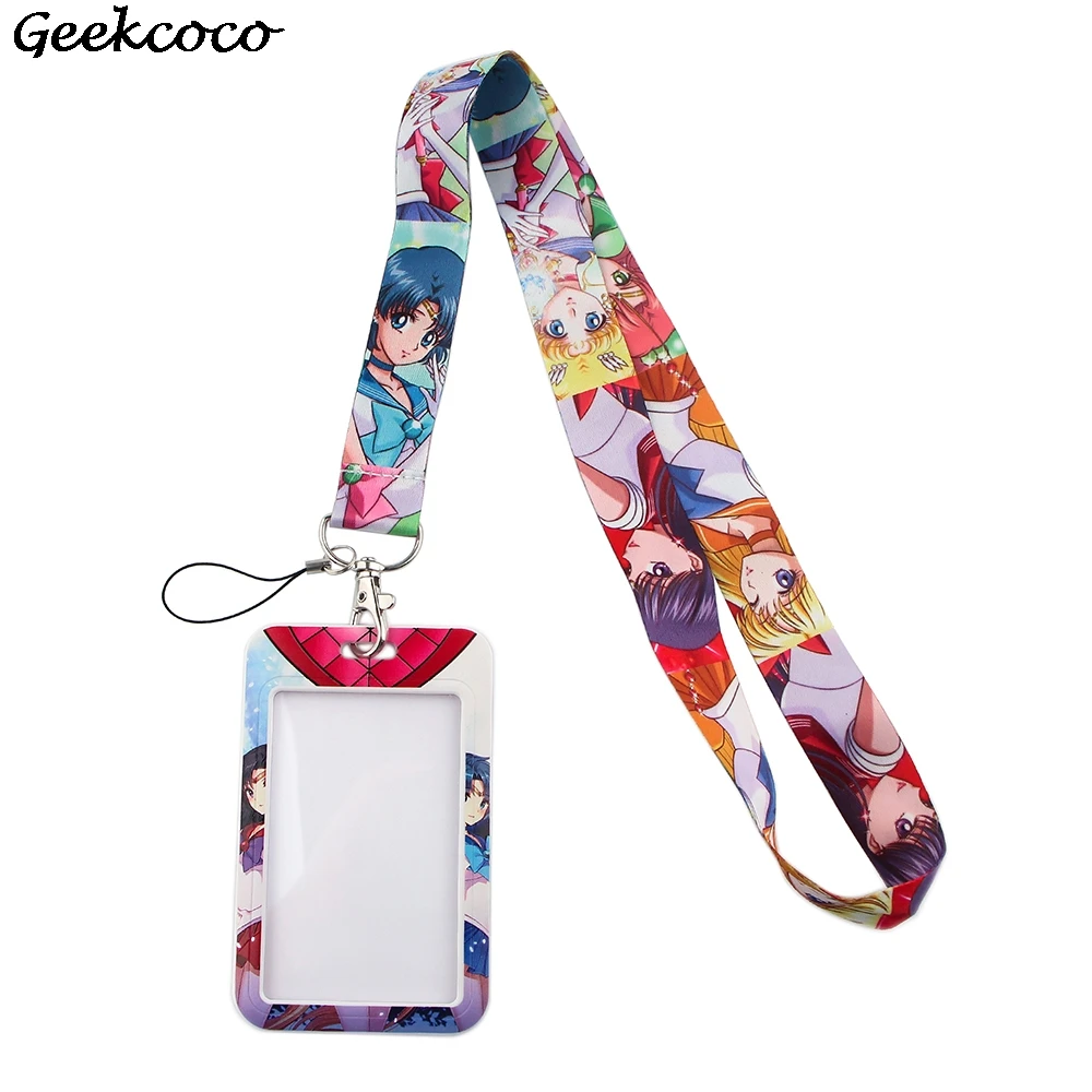 

20pcs/lot J2164 Cute Anime ID Credit Card Holder Students Bus Card Case Lanyard Identity Badge Cards Cover