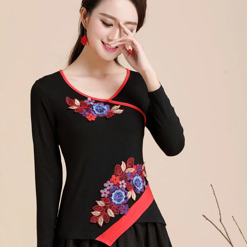 Вышитые топы рубашка Харадзюку женская футболка размера плюс Camisetas Mujer Harajuku