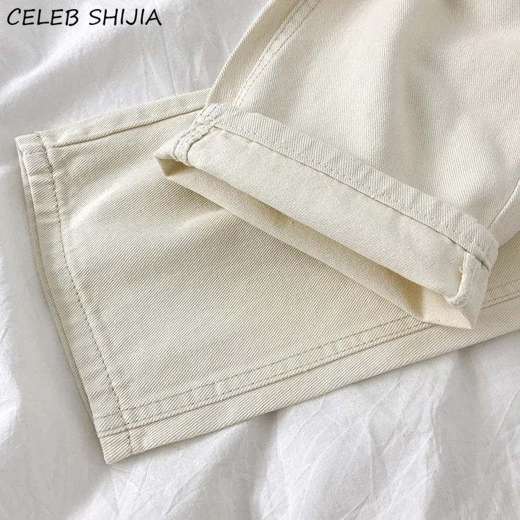 

SHIJIA Spring Apricot High Waist Jeans for Women 2021 Straight Leg Pants Female Denim Solid Loose Street Jeans Woman Clothes