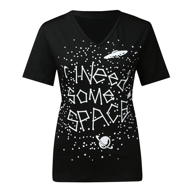 Готический стиль панк девушка футболка Мода Женщины галактика короткий рукав