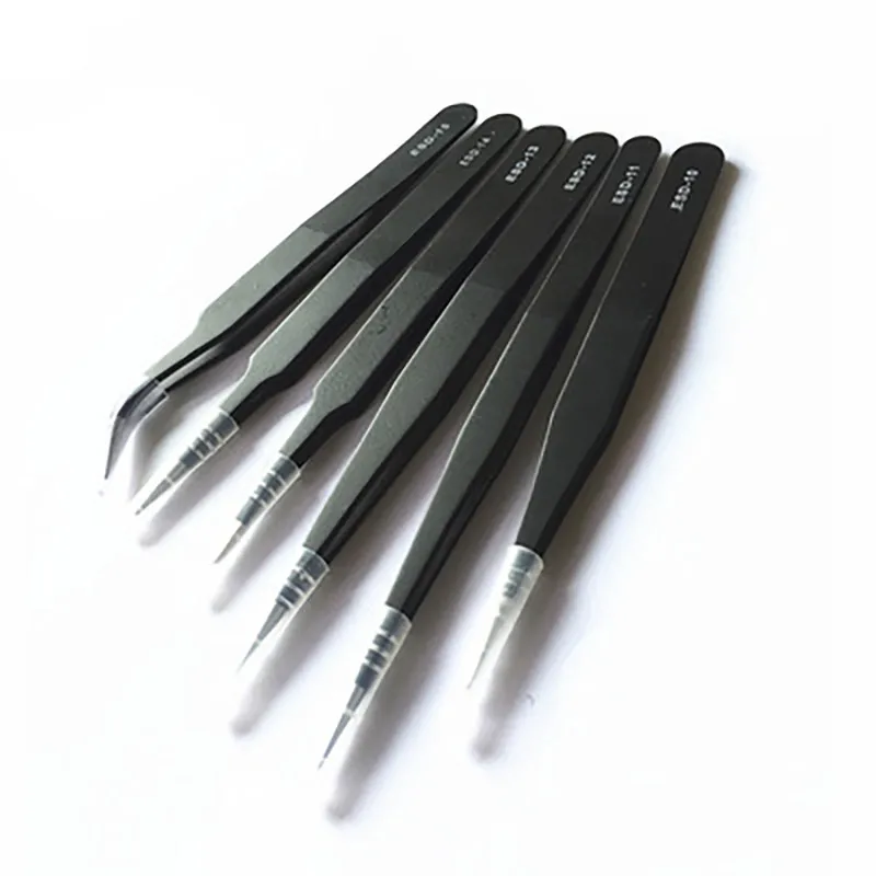 Набор антистатических щипцов из нержавеющей стали 6 шт. высокоточный изогнутый