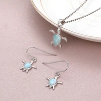 sea turtle classic charm 925 sterling silver zircon jewelry gifts natural precious dominica larimar pendant necklace for woman
