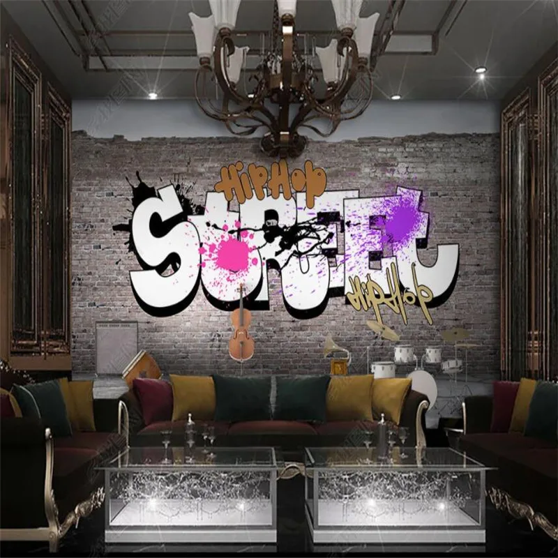 

Декоративные 3D-обои в стиле ретро граффити, настенные Бумаги В индустриальном стиле, Декор для дома, музыкальный бар, КТВ, настенная кирпичн...