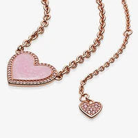 925 sterling silver 2021 hot pink swirl heart collier necklace for women brand original necklace jewelry gift