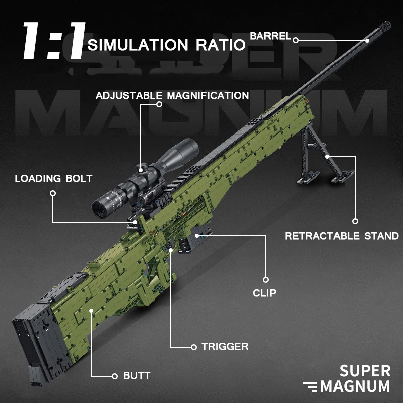 Строительные блоки SWAT лего Technic Creator военный WW2 оружие AWM снайперские модели