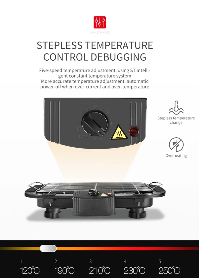 Портативная Домашняя электрическая духовка 2000 Вт Бездымная домашняя