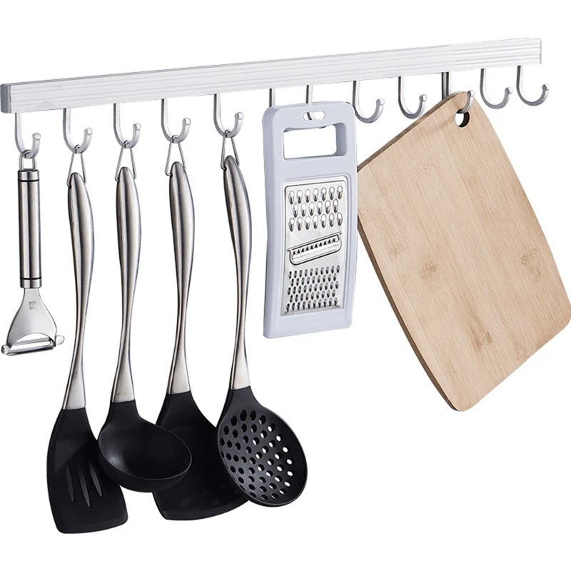 Estante de pared con gancho para cocina, barra de especias, colgador de almacenamiento montado en la pared, organizador para ba&ntilde;o, 2 piezas-5