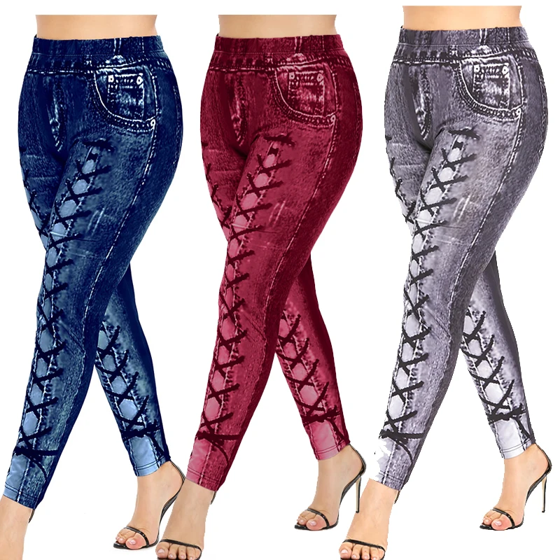 

Women's High Waist Running Workout Leggings with Pockets Skinny Regular Slimming Jeans Legging Sports Jean Pant