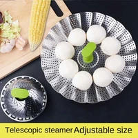 stainless steel folding steamer frame retractable household steamer tray creative steamed buns multifunctional thicken steamer