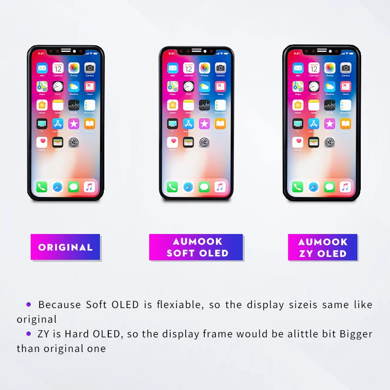 AUMOOK для IPhone X XS XR LCD OLED мягкий AMOLED OEM сенсорный экран дисплей Pantalla 3D дигитайзер в
