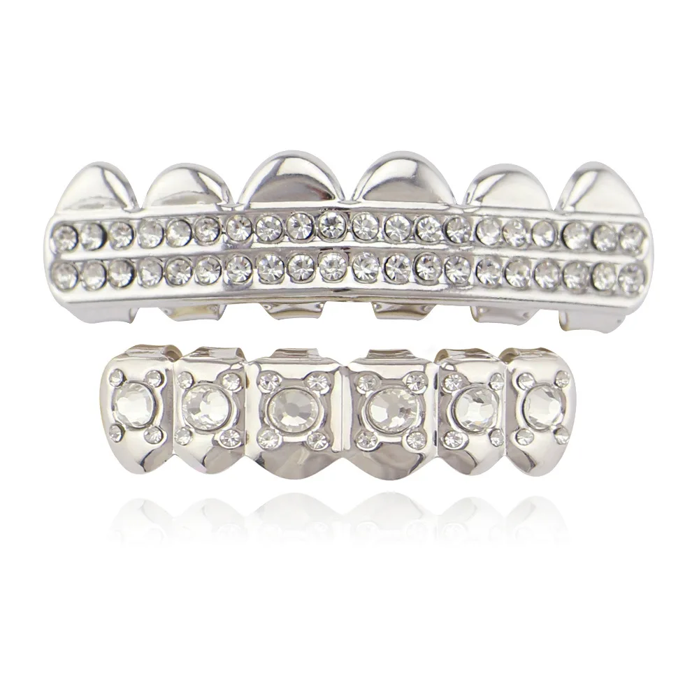 Счастливый сын хип хоп ЗУБЫ Grillz Кристалл Панк мужчины Bijoux верх и низ зубные грили