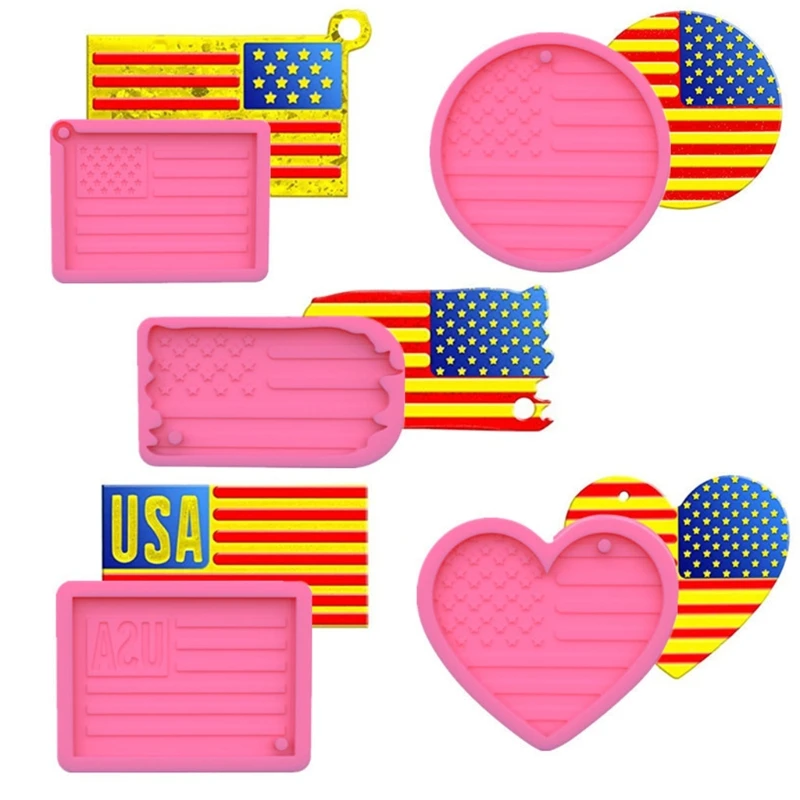 

D0LC 5 шт американский брелок для ключей «флаг» эпоксидная смола, Форма ювелирных изделий, подвески, силиконовая форма «сделай сам», ремесла, у...