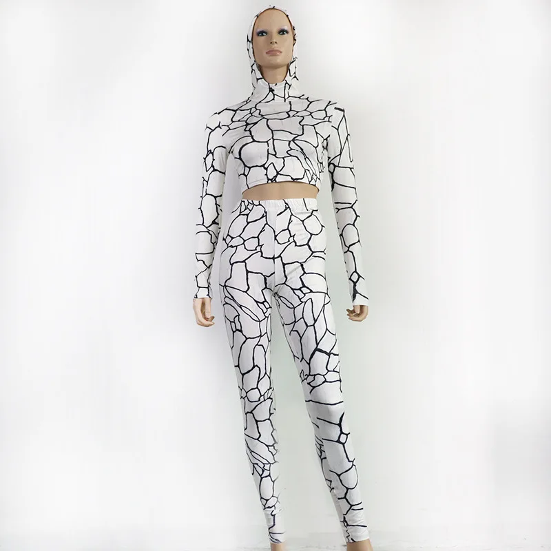 Новый короткий свитер с длинным рукавом и капюшоном принтом Леггинсы для ягодиц